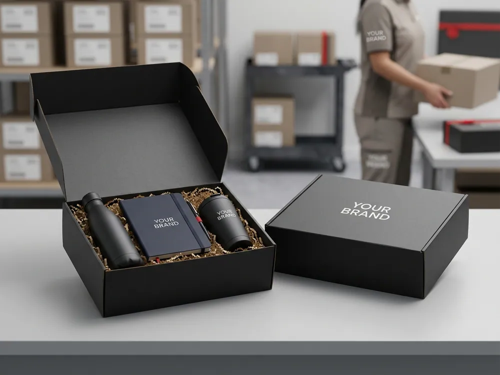 Finished branded products ready for delivery