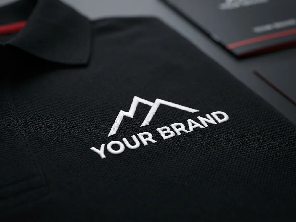 Embroidered logo personalization on a polo shirt